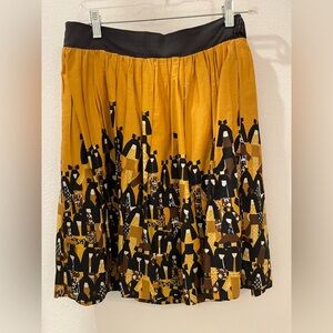 Anthropologie Stylish Mustard and Black Women's Skirt